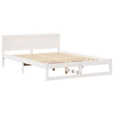 Bed Frame with Headboard White 160 x 200 cm Solid Pine Wood 873266
