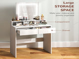Storage Dressing Table, with LED Light Mirror - White T3398P343016