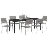 Garden Dining Set with Cushion 7 pcs Grey Poly Rattan 3380048