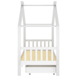 Kids Bed Frame with Drawers White Solid Pine Wood 90x200 cm 322150