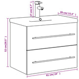 Bathroom Sink Cabinet with Built-in Basin Smoked Oak 3278773