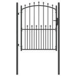 Fence Gate with Spikes Grey 150 x 100 cm Powder-coated steel 42009019
