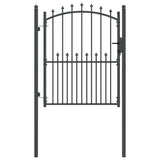Fence Gate with Spikes Grey 150 x 100 cm Powder-coated steel 42009019