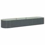 Garden Raised Bed 320x80x44 cm Galvanised Steel Grey 45527