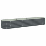 Garden Raised Bed 320x80x44 cm Galvanised Steel Grey 45527