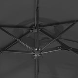 Double-Head Garden Parasol with LEDs Anthracite 316x145 cm 362971