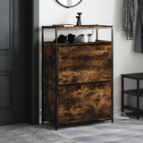 Shoe Cabinet Smoked Oak 75x34x112 Engineered Wood 840036