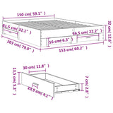 Bed Frame with Drawers without Mattress Concrete Grey 150x200 cm King Size 3280380