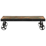 Coffee Table with Wheels Solid Reclaimed Wood 100x55x26 cm 371684