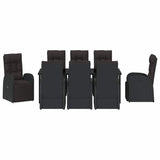 Garden Dining Set with Cushion 9 pcs Black Poly Rattan 3379533