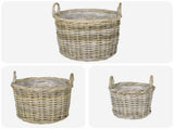 Planter Basket GENDT 3 pcs Natural Grey Kubu Rattan 42020955