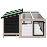 Rabbit Hutch Grey 144x123x67.5 cm Solid Wood Pine 172282