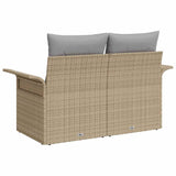 Garden Sofa with Cushion Beige 141 x 62 x 69cm Poly Rattan 42006705
