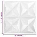 3D Wall Panels 48 pcs 50x50 cm Origami White 12 m² 150914
