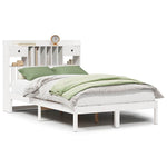 ZNTS Bookcase Bed without Mattress White 135x190 cm Double Solid Wood Pine 3321617