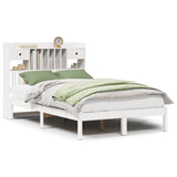 ZNTS Bookcase Bed without Mattress White 135x190 cm Double Solid Wood Pine 3321617