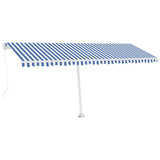 Manual Retractable Awning with LED 500x350 cm Blue and White 3069661