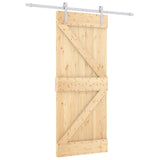 Sliding Door Natural and White 80 x 210 cm Solid Pine Wood 3444931