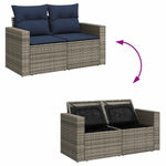 8 Piece Garden Sofa Set with Cushions Grey Poly Rattan Acacia 3327831