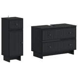 2 Piece Bathroom Cabinet Set EDE Black Engineered Wood 3417658