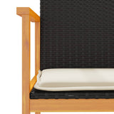 Garden Chairs with Cushions 2 pcs Black Poly Rattan&Solid Wood 368711