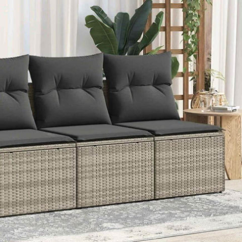 ZNTS 2 Piece Garden Sofa Set with Cushions Light Grey Poly Rattan Acacia 3325248
