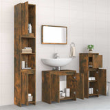 4 Piece Bathroom Furniture Set Smoked Oak Engineered Wood 3143928