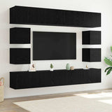 TV Cabinet Set 8 pcs Black Oak Engineered Wood 3332532