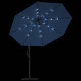 Cantilever Garden Parasol with LED Lights Azure Blue 350 cm 313785