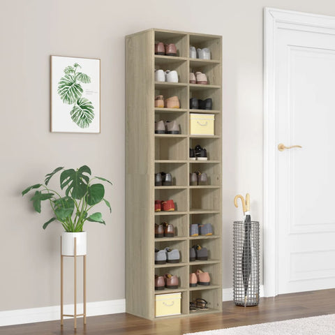 Shoe Cabinet Sonoma Oak 54x34x183 cm Engineered Wood 800372