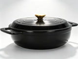 Cast iron 6QT cooking pot - Gradient Black Color - Includes two silicone gloves - Enamel pot 92886056