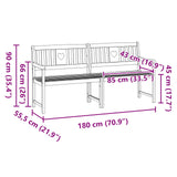 Outdoor Bench Natural 180 x 55.5 x 90 cm Solid Acacia Wood 42028091