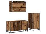 Bathroom Furniture Set with Door 3 pcs Old Wood Engineered Wood 3402536