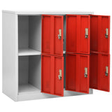 Locker Cabinets 5 pcs Light Grey and Red 90x45x92.5 cm Steel 3095237