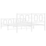 Metal Bed Frame without Mattress with Footboard White 150x200cm 374310