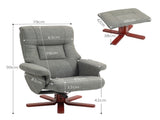 Faux Microfibre Leather Manual Recliner and Footstool Set - Grey T3398P342457