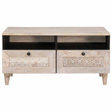 Coffee Table with Shelf White 80 x 54 x 40 cm Solid Acacia wood 4018129