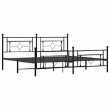 Metal Bed Frame without Mattress with Footboard Black 193x203cm 374363