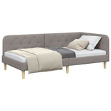 Corner Bed Frame with Headboard Taupe 90 x 200 cm Fabric 42016574