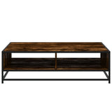 Coffee Table Smoked Oak 100x100x30 cm Engineered Wood and Metal 848776