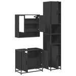 ZNTS 3 Piece Bathroom Furniture Set Black Engineered Wood 3301095