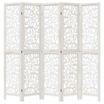 Room Divider 5 Panels White Solid Wood Paulownia 358742