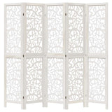 Room Divider 5 Panels White Solid Wood Paulownia 358742