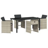 Garden Dining Set 5 pcs Light Grey Poly Rattan 3380707