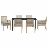 Garden Dining Set with Cushion 7 pcs Beige Poly Rattan 3379888