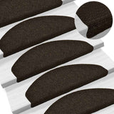 Stair Mats Self-adhesive 20 pcs 65x21x4 cm Dark Brown Half Round Large 3365649