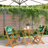 3 Piece Bistro Set Leaf Pattern Fabric and Solid Wood 3281860