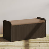 Storage Bench with Cushion Brown 115x51x52 cm Poly Rattan 365729