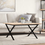 ZNTS Coffee Table X-Frame 90x90x45 cm Solid Wood Pine and Steel 3282687