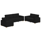 Sofa Set with Cushion 3 pcs Black 220 x 78 x 84 cm Fabric 3324611
